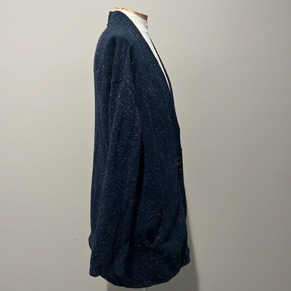 J JILL blue speckled cardigan sweater. One button closure. XL - Picture 4 of 12